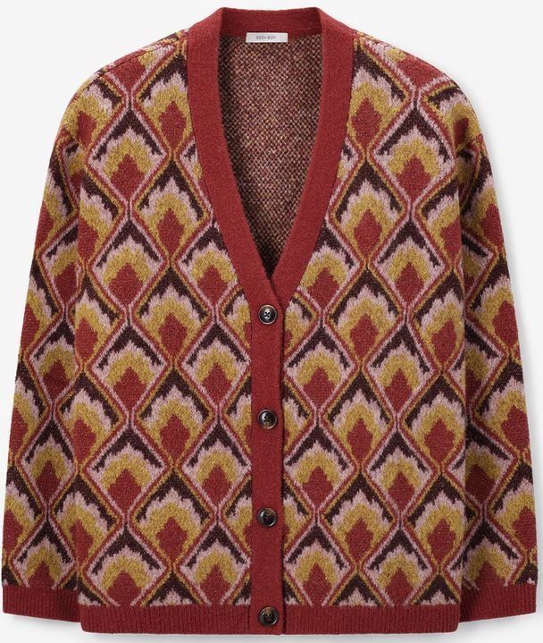 Sissy-Boy - Jacquard Vest - Donkerrood - Met Print