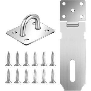 content 4 inch deurvergrendeling - zilveren basis - 12 schroeven - roestvrij staal - veiligheidspakket - buitendeuren - raam - schuur .