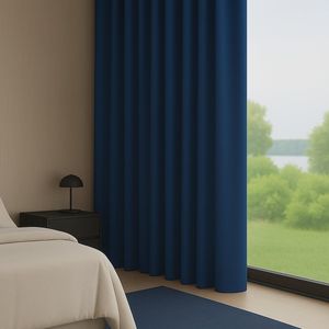 Maroyathome – ELSA basisserie – gordijn met plooiband – verduisterend – kant-en-klaar – 150 x 260 cm (b x h) – donkerblauw