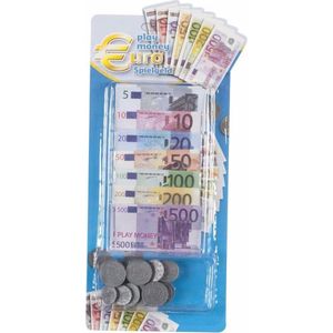 Set van 5x stuks speelgoed kassa euro speelgeld 90 delig - Speelgoed munten en biljetten