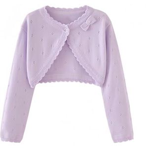 Meisjes Bolero Shrug Vest met Lange Mouwen - Katoenen Gebreide Trui voor 3-10 jaar