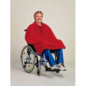 Rolstoel poncho fleece - Rolstoelcape heren - Rolstoelcape winter - Rood
