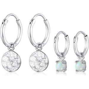 Elli Oorbellen Dames oorrings Set van 2 met Opaal in 925 sterling zilver