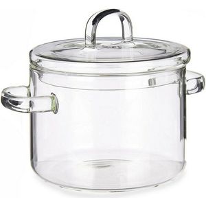 Casserolepan met deksel Transparant Borosilicaatglas (13,5 x 13,8 x 19 cm)