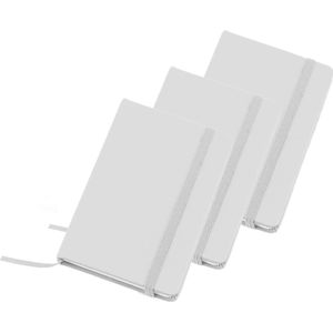 Set van 6x stuks notitieblokje zilver met harde kaft en elastiek 9 x 14 cm - 100x blanco paginas - opschrijfboekjes