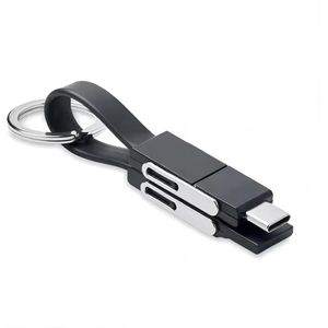Bodega 6 in 1 Korte keychain oplaadkabel voor o.a. iPhone Lightning kabel usb c - Samsung oplaadkabel - sleutelhangerkabel - Incharge - Zwart