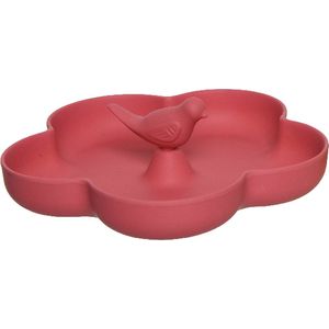 Decoris Vogelbad - bamboe hout - roze - 23 cm - voederbak - drinkschaal