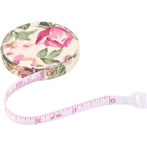 Allecto Plus - Meetlint voor lichaamslengte meten en handwerk - Roze bloemen - 1 meter