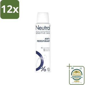 Neutral - Deodorant Spray - Anti-perspirant - Gevoelige Huid - 0% Kleurstof, Parfum & Alcohol - 150 ml - Voordeelverpakking - 12 stuks - Gevoelige huid - Parfumvrij