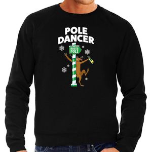 Bellatio Decorations Foute humor Kersttrui paaldanser rendier - sweater zwart - heren XL