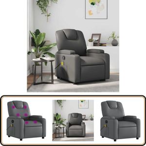 vidaXL Massagestoel Verstelbaar Kunstleer Grijs Massagestoel - Massagestoelen - Fauteuil - Relaxfauteuil