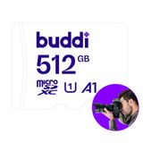 Buddi MicroSDXC 512GB - 160MB/s - Incl. Adapter - Wit