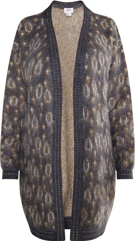 usha - FESTIVAL - Gebreid Vest - Bruin / Antraciet