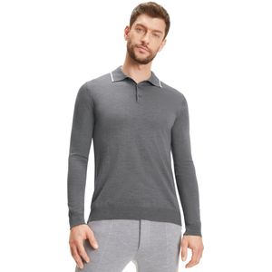 FALKE Basic Polo elegante klassieker wol trui heren grijs - maat M