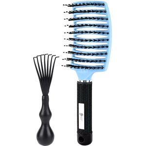 Guardian Beauty Haarborstel - Gebogen Borstel - Met Haarborstelreiniger - Blauw
