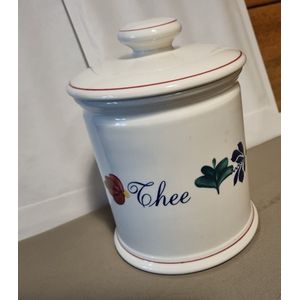 Boerenbont Voorraadpot Thee 1.5 ltr Aardewerk met wit deksel