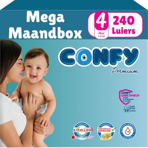 Confy Premium - Maat 4 (7-14kg) - 240 luiers – Mega Maandbox