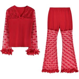 Pyjama Set - Rood - Nachtkleding - Huispak - Dames