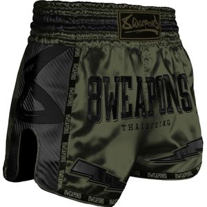 8 WEAPONS Muay Thai Short Carbon Underworld Olijfgroen maat XL