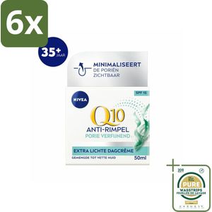 NIVEA - Q10 POWER Dagcrème - Anti-Rimpel Gezichtscrème - Poriën Verfijnend - Voor gemengde tot vette huid - SPF 15 - 50 ml - Voordeelverpakking - 6 stuks - NIVEA Q10 - Poriën verfijnende crème