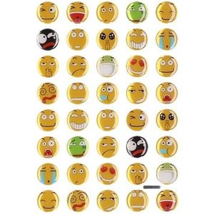 35x Emotie stickers gekleurd op vel