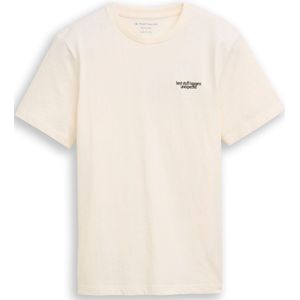 TOM TAILOR - Shirt - Wit - Jersey - Ronde Hals - Kwartmouw