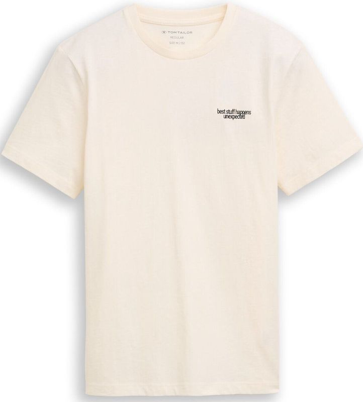 TOM TAILOR - Shirt - Wit - Jersey - Ronde Hals - Kwartmouw