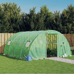The Living Store Tuinkas met stalen frame 16 m² 4x4x2 m groen - Broeikas - Greenhouse - Plastic Greenhouse - Tuinbouw - Moestuintje