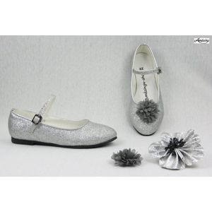 Ballerina met glitter zilver maat 35 (binnenzool 22 cm) bruidsmeisje schoenen