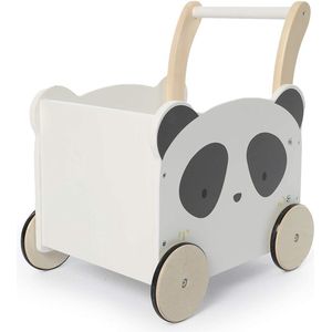 Kinderloopwagen van hout, babypanda, loophulp met opbergruimte voor 1-3 jaar, loopwagen, peuterspeeltje, kinderwagen, activiteit babywalker