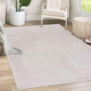 Mazovia Tapijt Beige Modern Figuren en Vormen,Figuren en Vormen - Woonkamer - Rechthoek Voeten Vloerverwarming OEKO-TEX® Certificaat - Wit Ecru - 200 x 300 cm