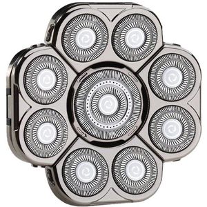 Vervangende scheerkoppen voor elektrische scheerapparaten voor heren, 9-delige vervangbare, zwevende en wasbare scheerkoppen (zilver)