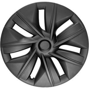 Wieldoppen set geschikt voor Tesla Model Y 19 Inch - Mat Zwarte wielkappen - Set van 4 Compleet met naafkappen en beschermtape