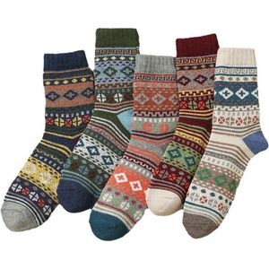 Warme Sokken - Huissokken - Set van 5 paar - Dames/Heren - Warme Winter Sokken set - Thuissokken - Verwarmde sokken - Dikke Sokken - Slofsokken - Vintage Winter Sokken - Fluffy Sokken - maat 40-46