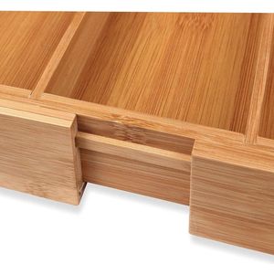 Bamboe bestekbakje voor laden - verstelbaar 30-48x46x5 cm - 5-7 vakken - Keukenorganisatie bestekbak 47 deep