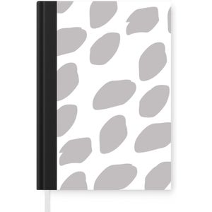 Notitieboek - Schrijfboek - Illustratie van een patroon met grijze stippen op een witte achtergrond - Notitieboekje klein - A5 formaat - Schrijfblok