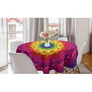 rond tafelkleed, regenboog-hippie, cirkel tafelkleed, afdekking voor eetkamer, keuken, decoratie, 150 cm, roze rood