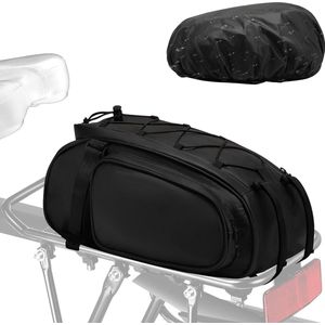 Fietstas voor bagagedrager, fietstas voor bagagedrager, 8L bagagedragertas, waterdicht en reflecterend, multifunctionele 3-in-1 bagagedragertassen met regenhoes