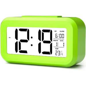 YONO Digitale Wekker - Alarm Klok met Temperatuur, Kalender en LED Verlichting - Groen