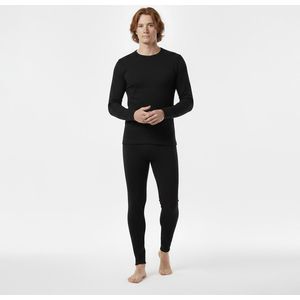 Wollen Thermo Ondergoed Set voor Heren - Merino Wol - Polyamide - Ademend - Zwart - Maat M