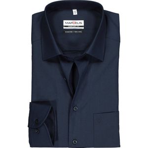 MARVELIS comfort fit overhemd - donkerblauw - Strijkvrij - Boordmaat: 47