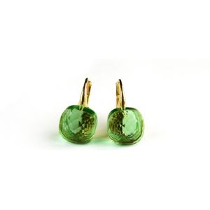 Zilveren oorringen oorbellen geelgoud verguld model pomellato met groene steen
