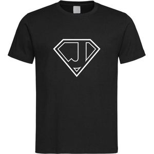 Zwart t-Shirt met letter J “ Superman “ Logo print Wit Size XXXL