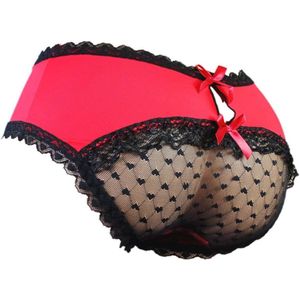 Hypoallergene heren slip met sissy pouch en kanten rand | Hipster panty voor mannen