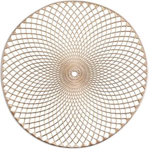 8x Ronde placemats goud mandala 38 cm - Zeller - Woondecoratie - Tafeldecoratie - Placemats - Borden onderleggers van kunststof