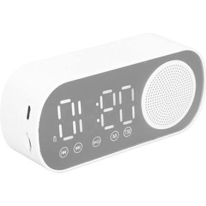 Spiegelklok voor reis met luidspreker en digitale wekker met FM-radio - oplaadbaar en draagbaar