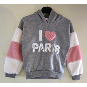 Dames flanel pyjamaset warm gevoerd met extra lange top XL (40-42) grijs/roze/wit