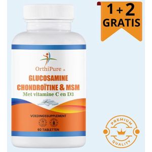 OrthiPure - Glucosamine - Chondroïtine - MSM - 60 tabletten - 1500mg - voor soepele gewrichten - Vegan - senioren - sporters