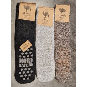 3 Paar - Alpaca Wollen Huissokken - Maat 44-47 - Wintersokken - Huissokken - Cadeau Artikel - Met Anti Slip Noppen