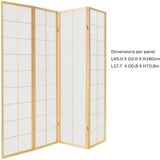 Fine Asianliving Japanse Kamerscherm B180xH180cm 4 Panelen Shoji Rijstpapier Naturel